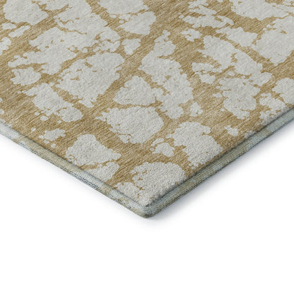 Premium Machine Washable Mayfield AMF972 Gold 8' x 8' Round Rug