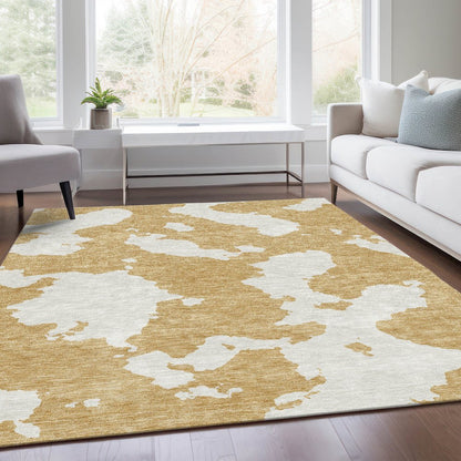 Premium Machine Washable Mayfield AMF975 Gold 10' x 14' Rug