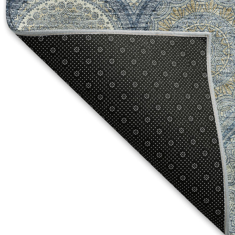 Premium Machine Washable Mayfield AMF976 Navy 8' x 8' Round Rug