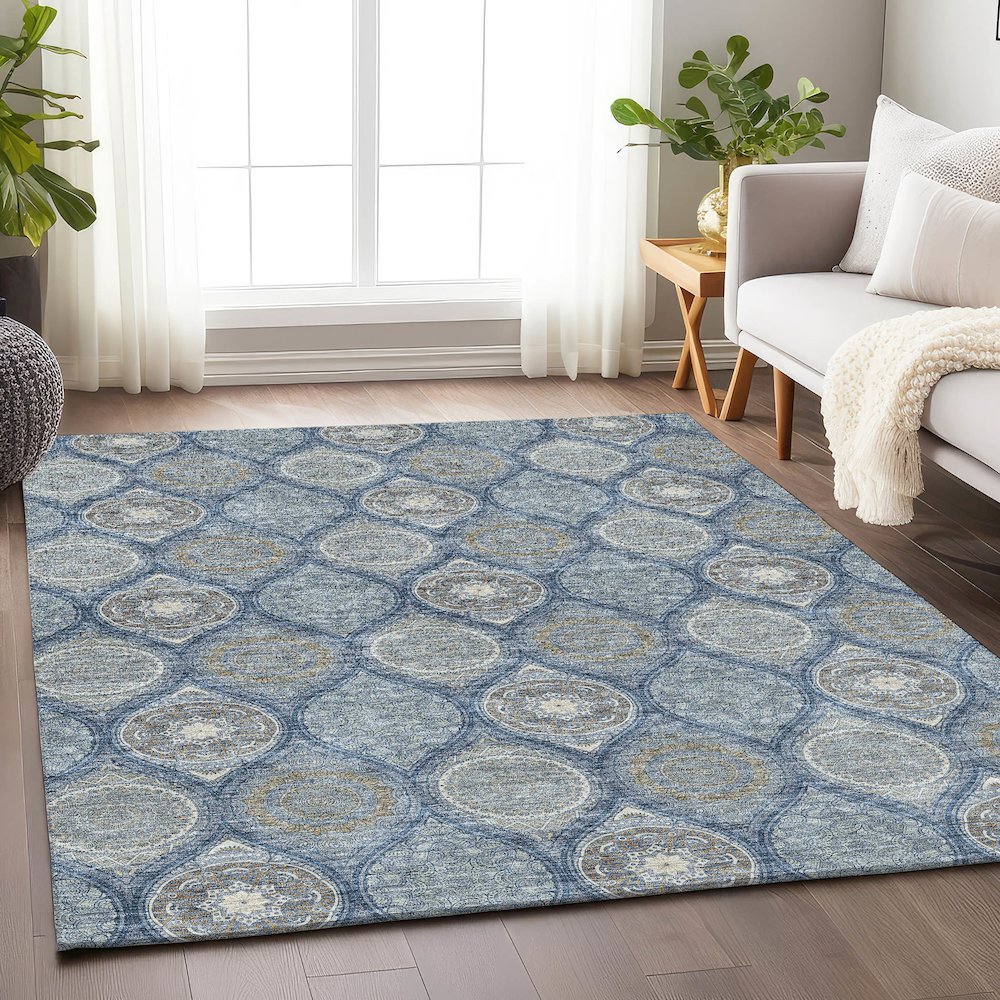Premium Machine Washable Mayfield AMF976 Navy 10' x 14' Rug