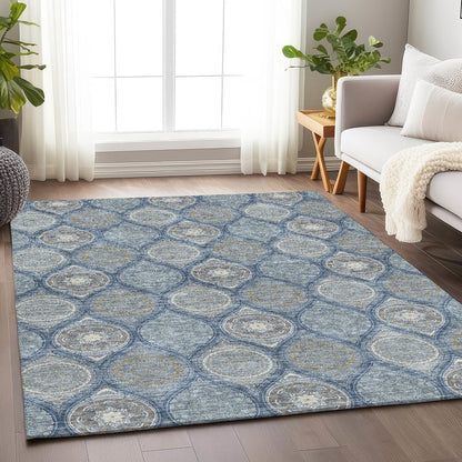 Premium Machine Washable Mayfield AMF976 Navy 10' x 14' Rug