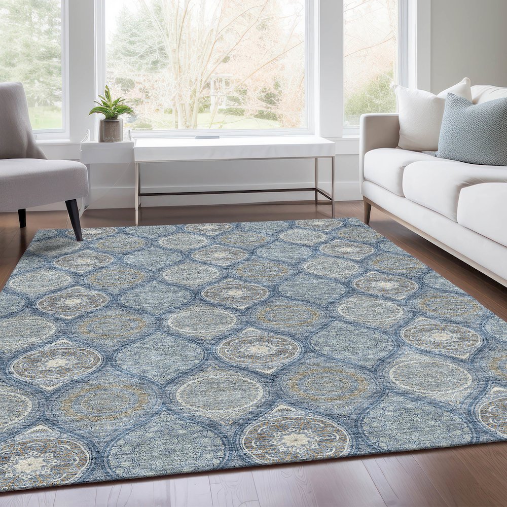 Premium Machine Washable Mayfield AMF976 Navy 10' x 14' Rug
