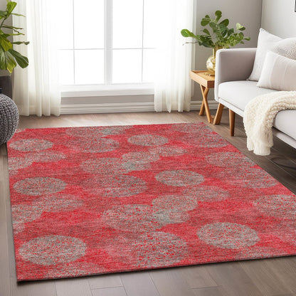Premium Machine Washable Mayfield AMF977 Red 10' x 14' Rug