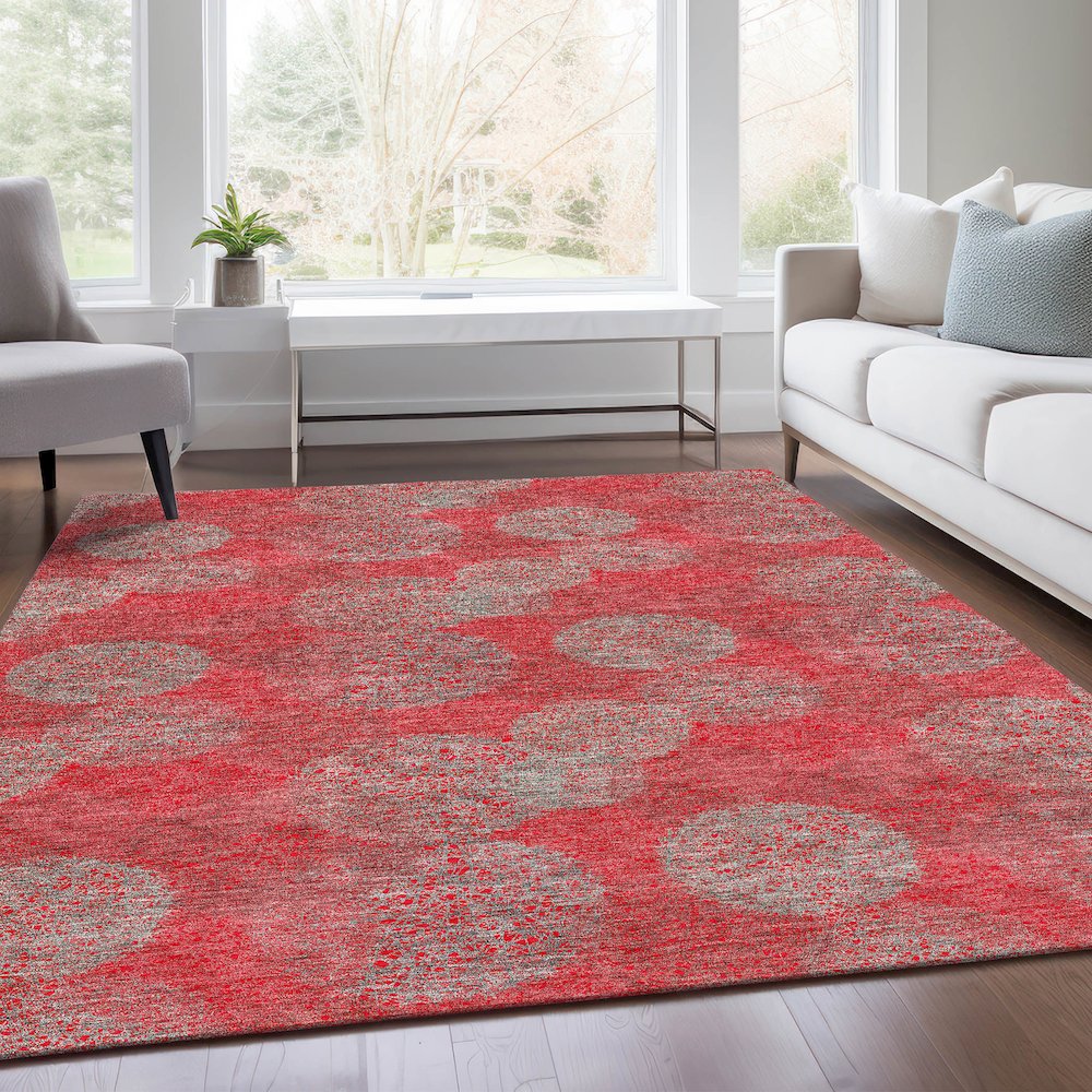 Premium Machine Washable Mayfield AMF977 Red 10' x 14' Rug