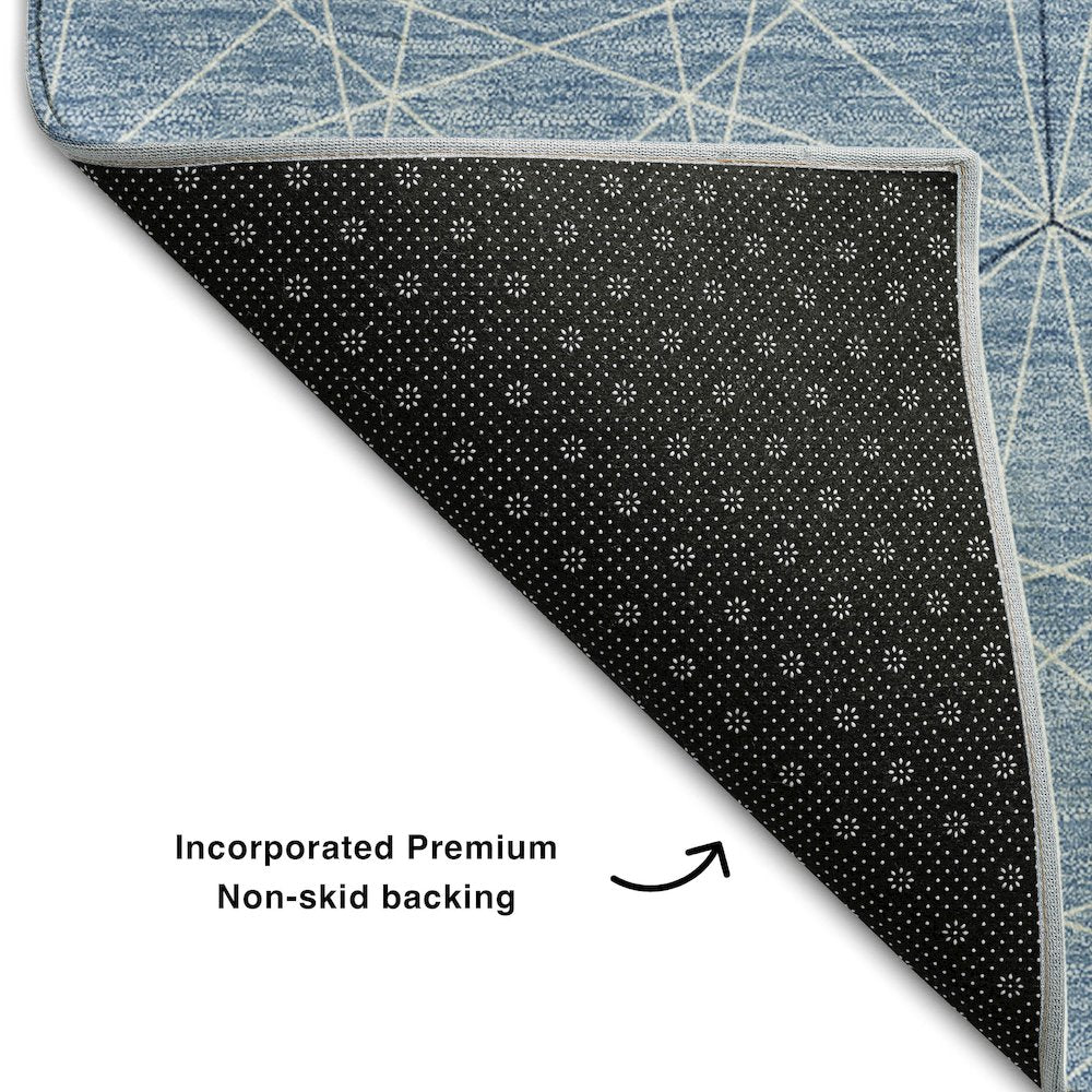 Premium Machine Washable Mayfield AMF987 Denim 8' x 8' Round Rug