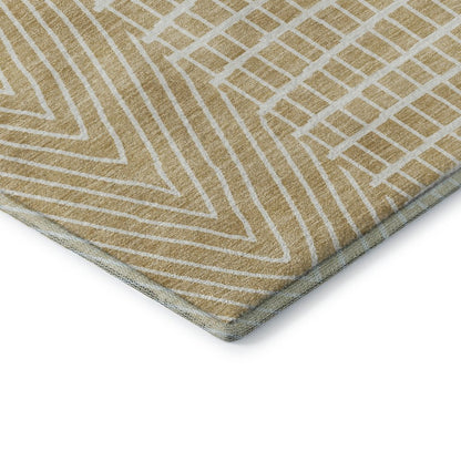 Premium Machine Washable Mayfield AMF990 Gold 8' x 8' Round Rug