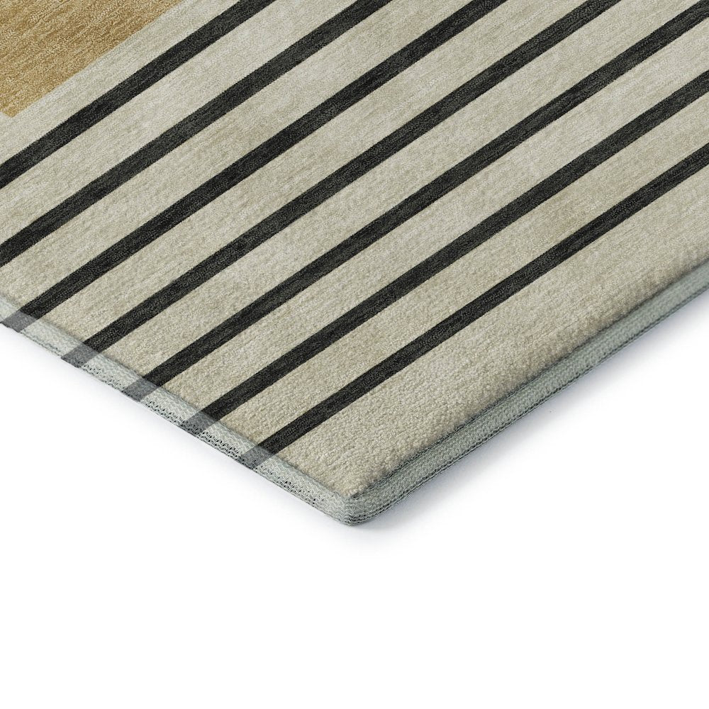 Premium Machine Washable Mayfield AMF995 Gold 8' x 8' Round Rug