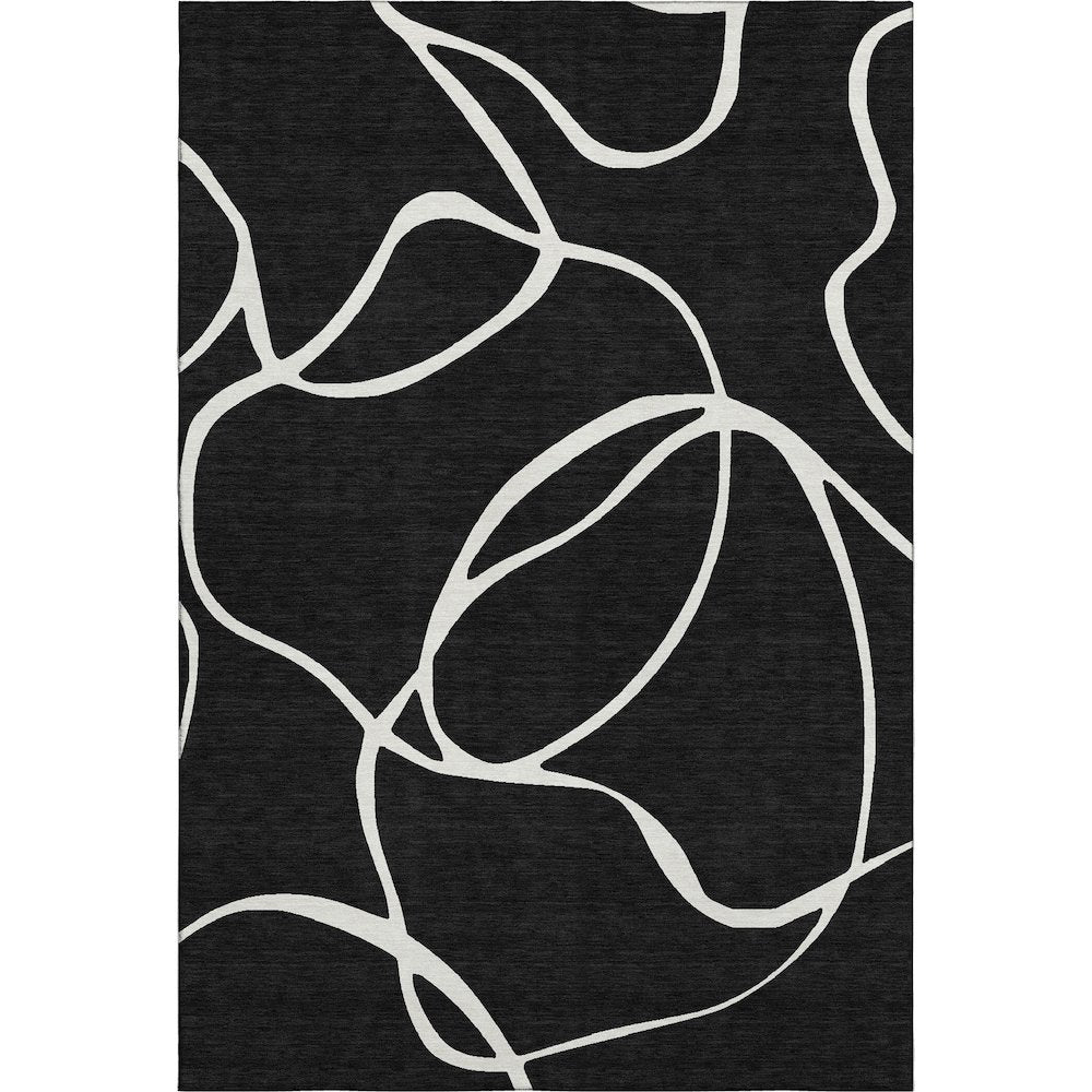 Premium Machine Washable Mayfield AMF999 Black 10' x 14' Rug
