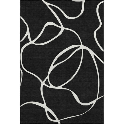 Premium Machine Washable Mayfield AMF999 Black 10' x 14' Rug