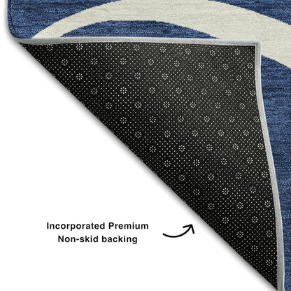 Premium Machine Washable Mayfield AMF999 Navy 8' x 8' Round Rug
