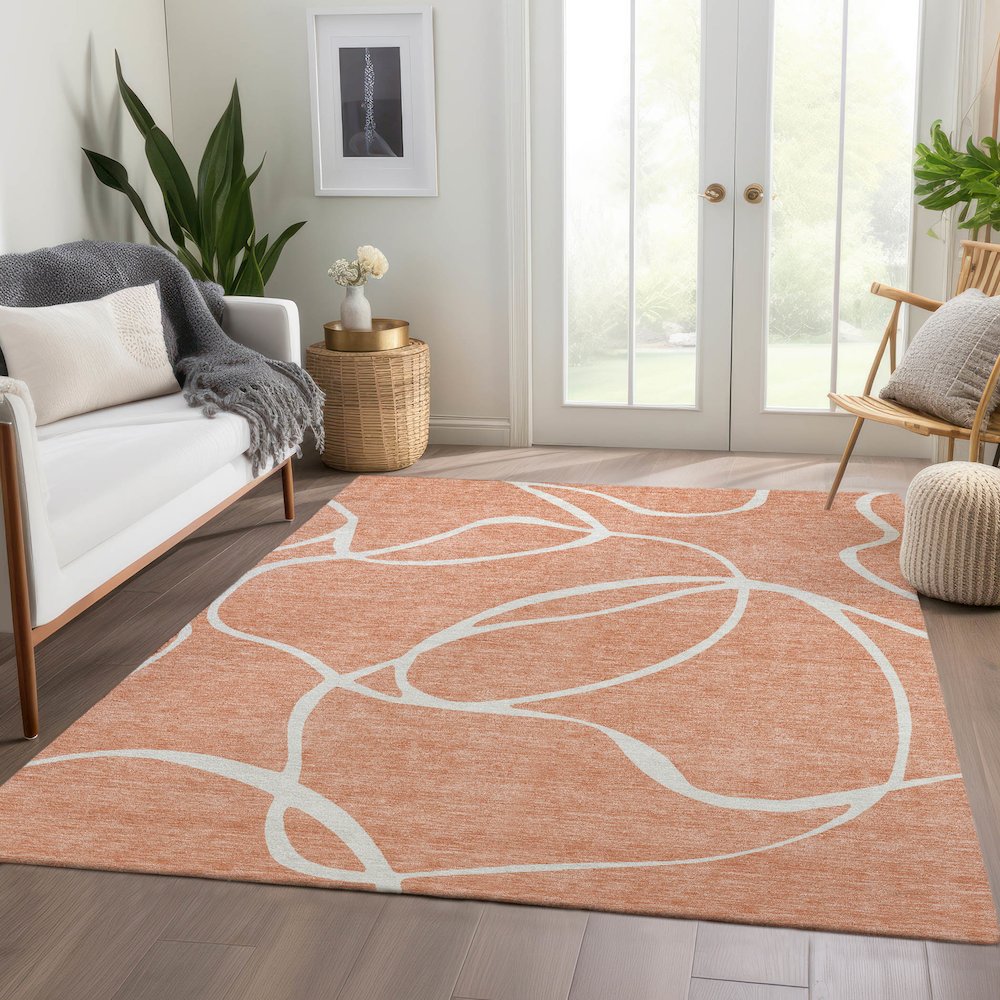 Premium Machine Washable Mayfield AMF999 Salmon 10' x 14' Rug