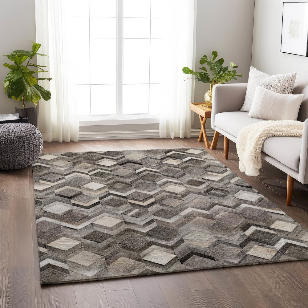 Luxury Washable Indoor/Outdoor Bozeman Gray 10' x 14' Rug