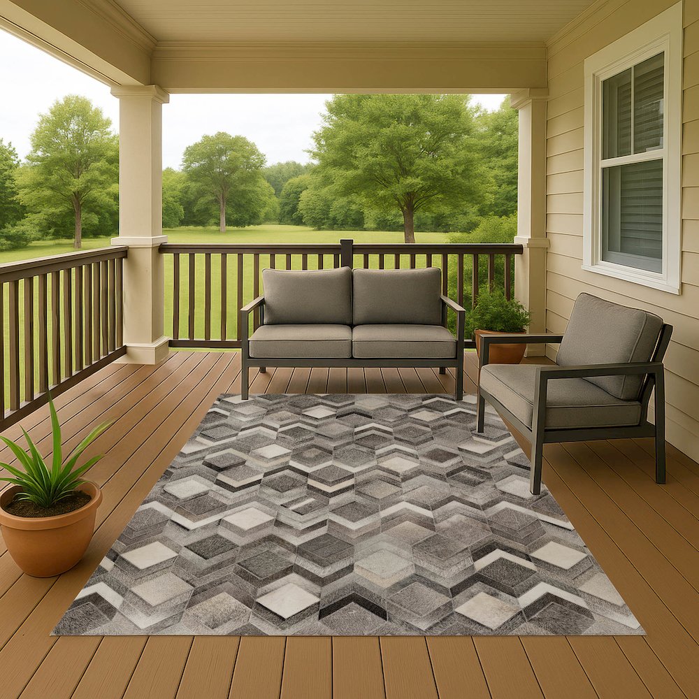 Luxury Washable Indoor/Outdoor Bozeman Gray 10' x 14' Rug