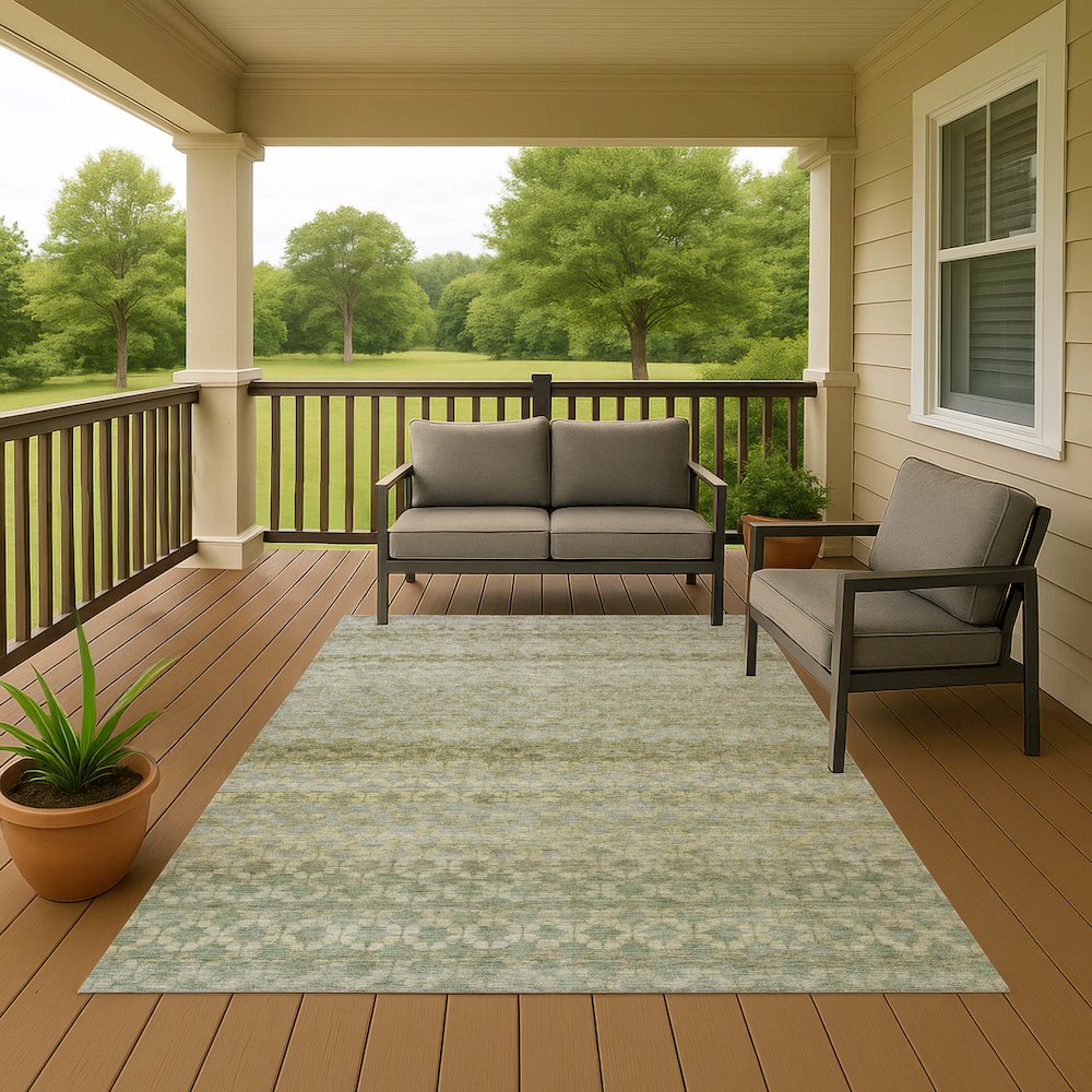 Luxury Washable Indoor/Outdoor Burano Aloe 10' x 14' Rug