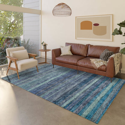 Luxury Washable Indoor/Outdoor Kochi Blue 10' x 14' Rug