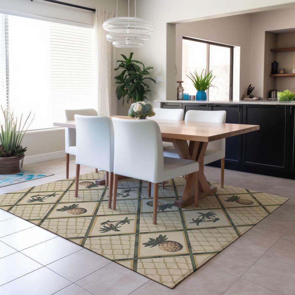Indoor/Outdoor Kendall KE7 Beige Washable 9' x 12' Rug