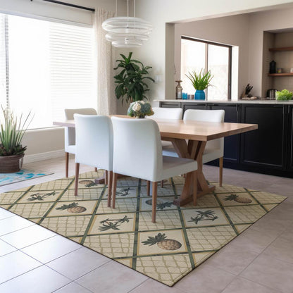 Indoor/Outdoor Kendall KE7 Beige Washable 9' x 12' Rug