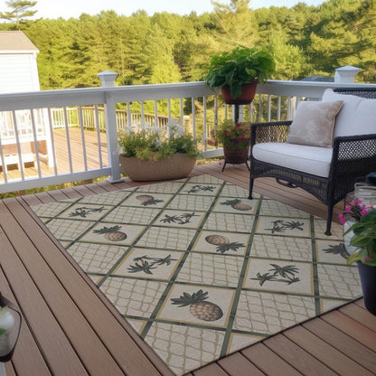 Indoor/Outdoor Kendall KE7 Beige Washable 9' x 12' Rug