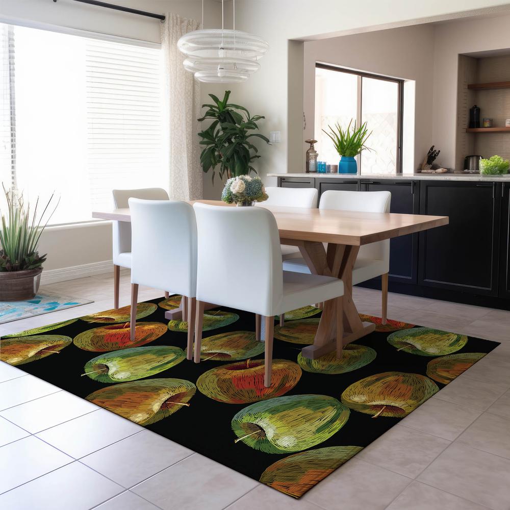 Indoor/Outdoor Kendall KE8 Black Washable 9' x 12' Rug