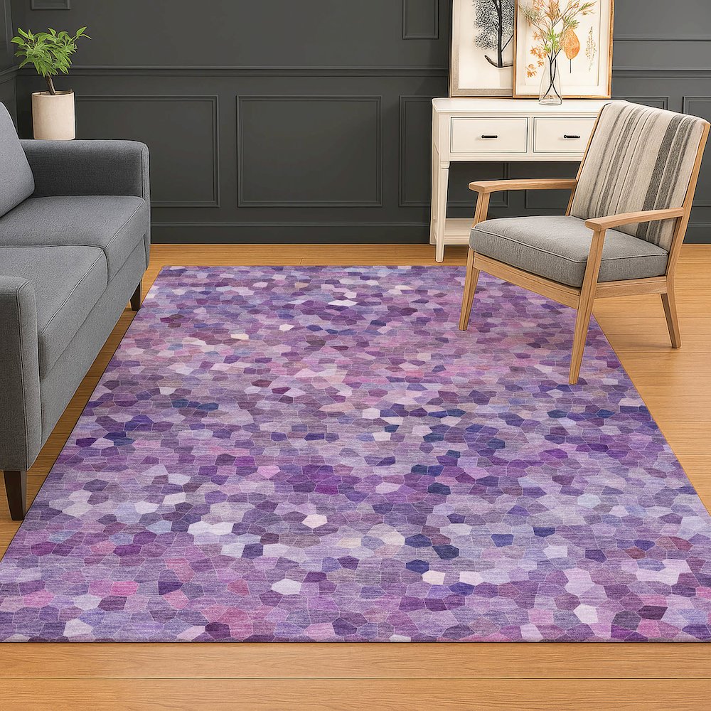 Luxury Washable Indoor/Outdoor Kaleidoscope KL1 Purple 10' x 14' Rug