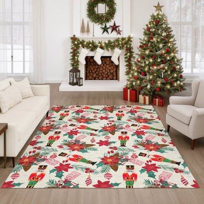 Luxury Washable Indoor/Outdoor Merry & Bright Ivory 10' x 14' Rug