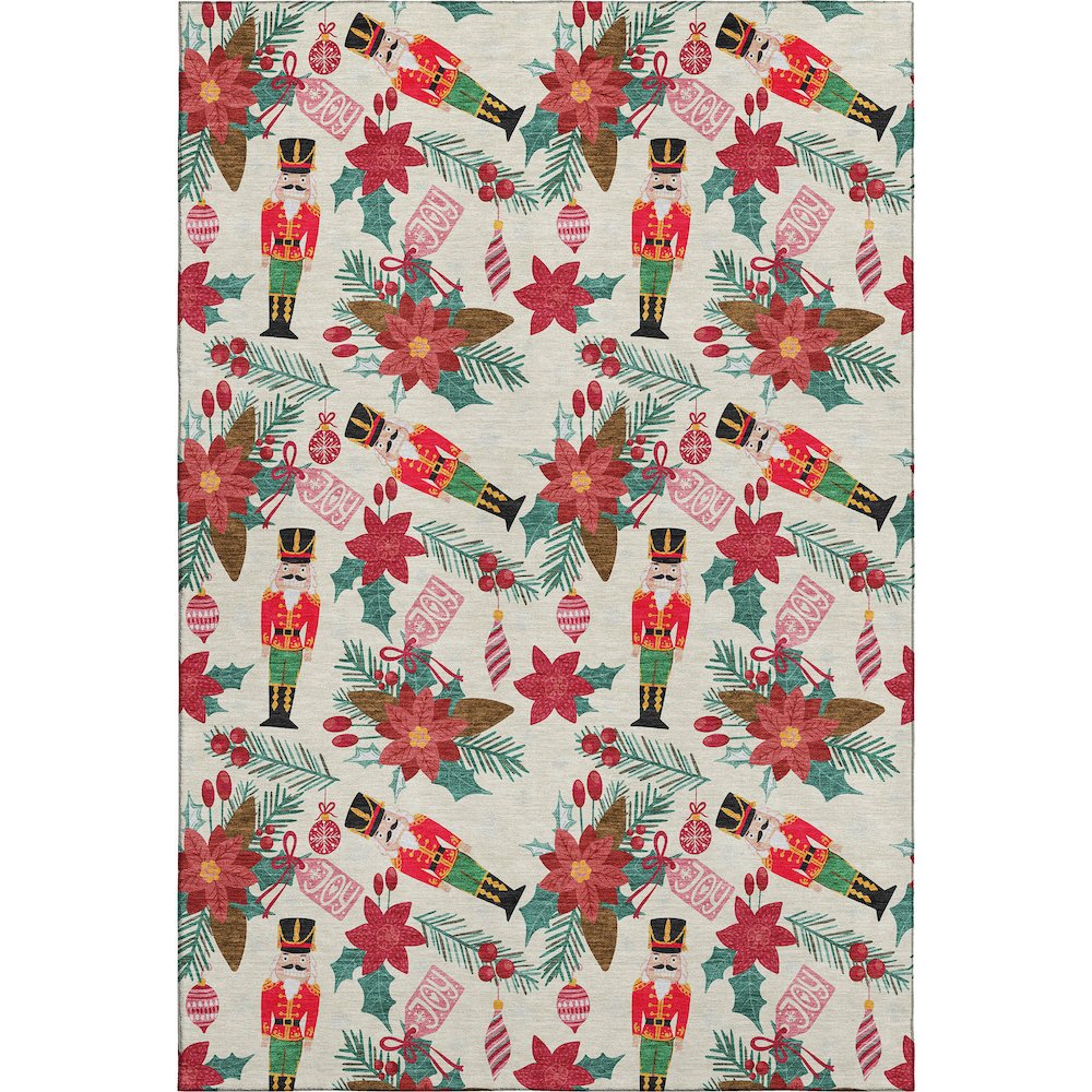 Luxury Washable Indoor/Outdoor Merry & Bright Ivory 10' x 14' Rug