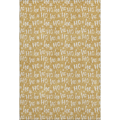 Luxury Washable Indoor/Outdoor Merry & Bright Gold 10' x 14' Rug