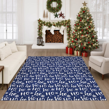 Luxury Washable Indoor/Outdoor Merry & Bright Navy 10' x 14' Rug