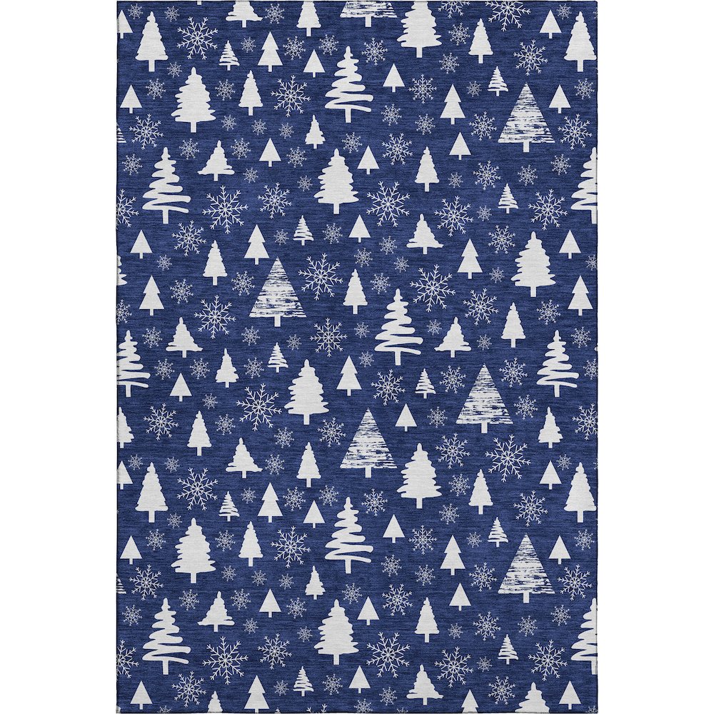 Luxury Washable Indoor/Outdoor Merry & Bright Navy 10' x 14' Rug