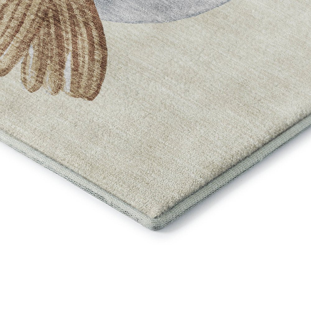 Luxury Washable Indoor/Outdoor Merry & Bright Ivory 8' x 8' Round Rug