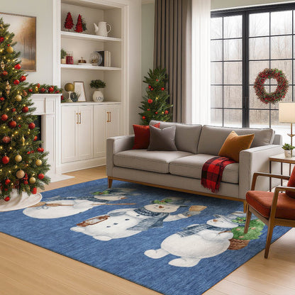 Luxury Washable Indoor/Outdoor Merry & Bright Navy 10' x 14' Rug