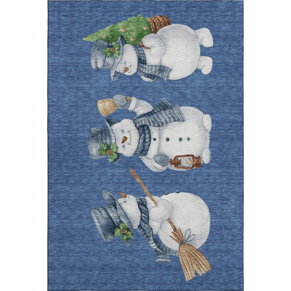 Luxury Washable Indoor/Outdoor Merry & Bright Navy 10' x 14' Rug