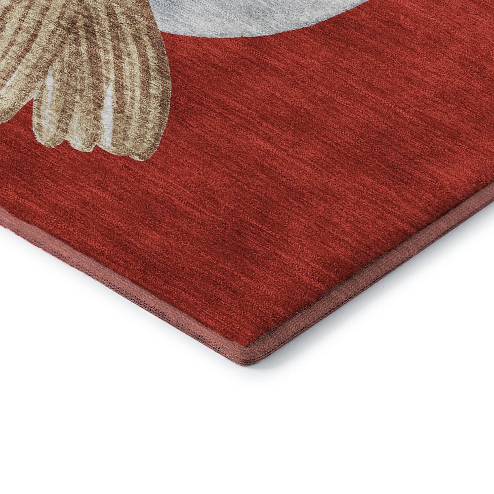 Luxury Washable Indoor/Outdoor Merry & Bright Red 8' x 8' Round Rug