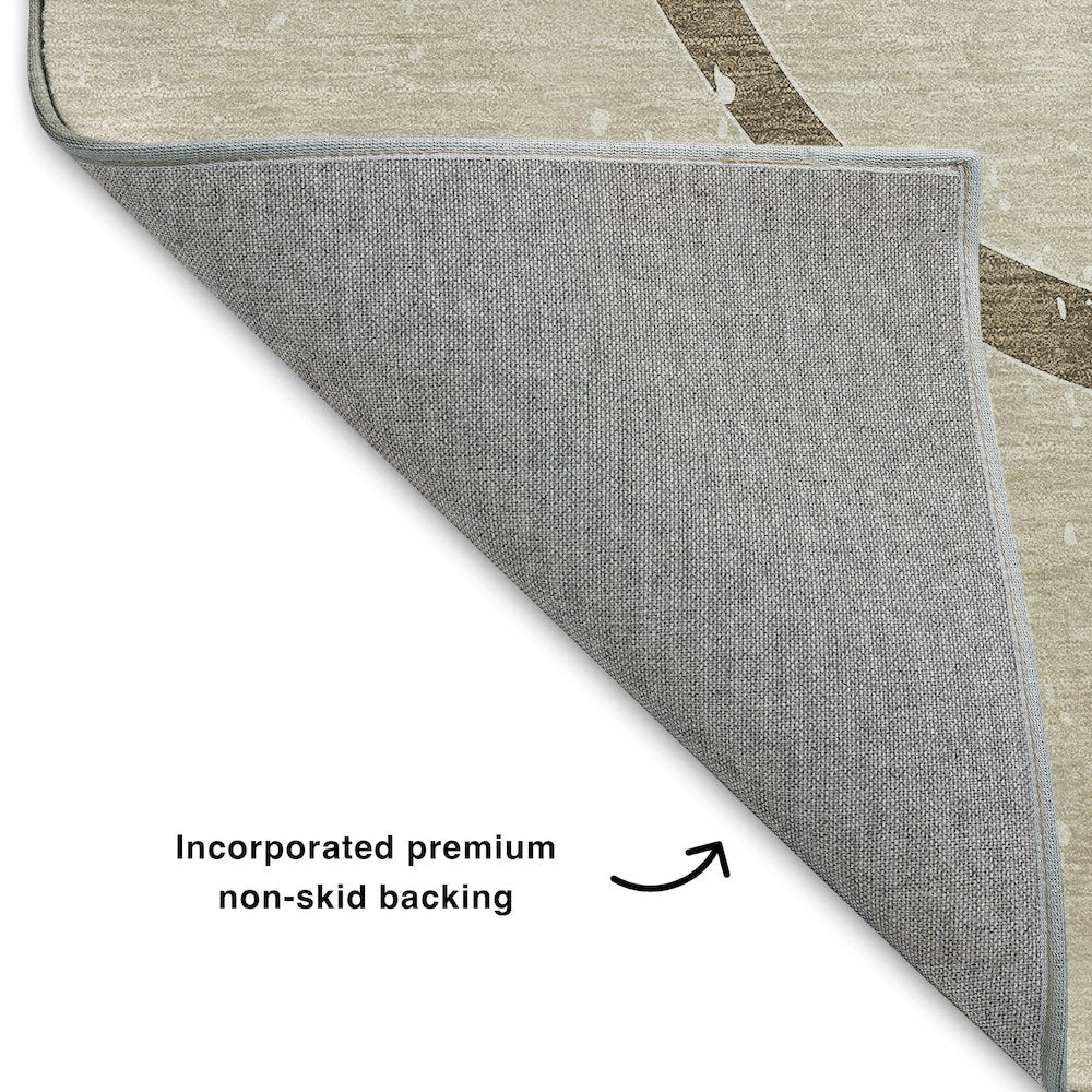 Luxury Washable Indoor/Outdoor Merry & Bright Beige 8' x 8' Round Rug