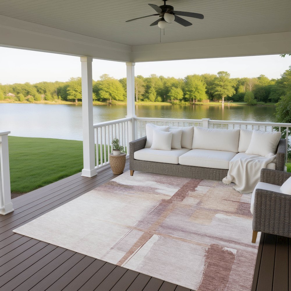 Luxury Washable Indoor/Outdoor Ravenna Blush 10' x 14' Rug