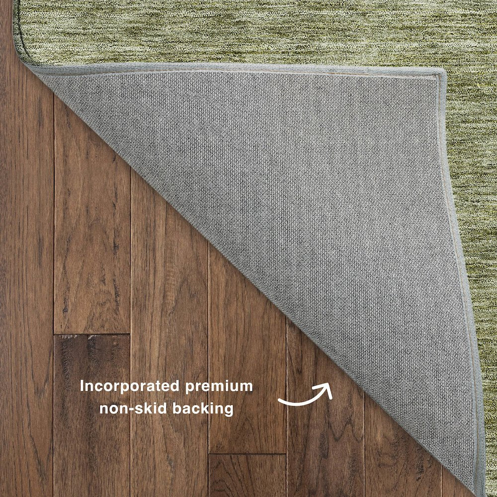 Luxury Washable Indoor/Outdoor Soft Essentials SE1 Green 8' x 8' Rug