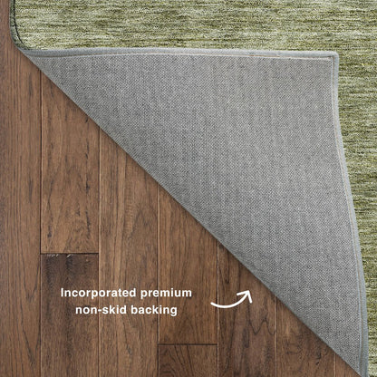 Luxury Washable Indoor/Outdoor Soft Essentials SE1 Green 8' x 8' Rug