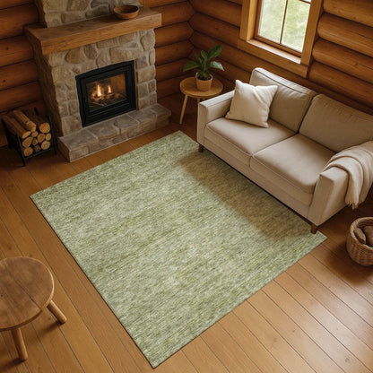 Luxury Washable Indoor/Outdoor Soft Essentials SE1 Green 10' x 14' Rug