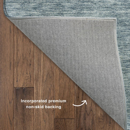 Luxury Washable Indoor/Outdoor Soft Essentials SE1 Blue 8' x 8' Rug