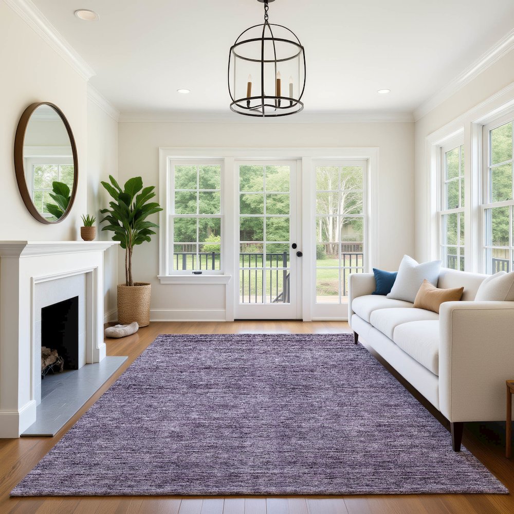Luxury Washable Indoor/Outdoor Soft Essentials SE1 Purple 10' x 14' Rug