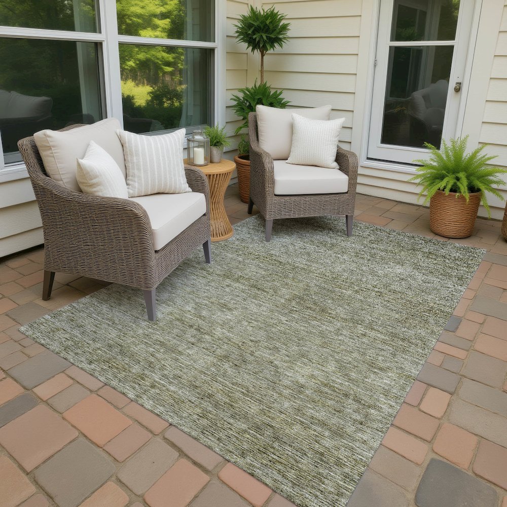 Luxury Washable Indoor/Outdoor Soft Essentials SE1 Green 9' x 12' Rug