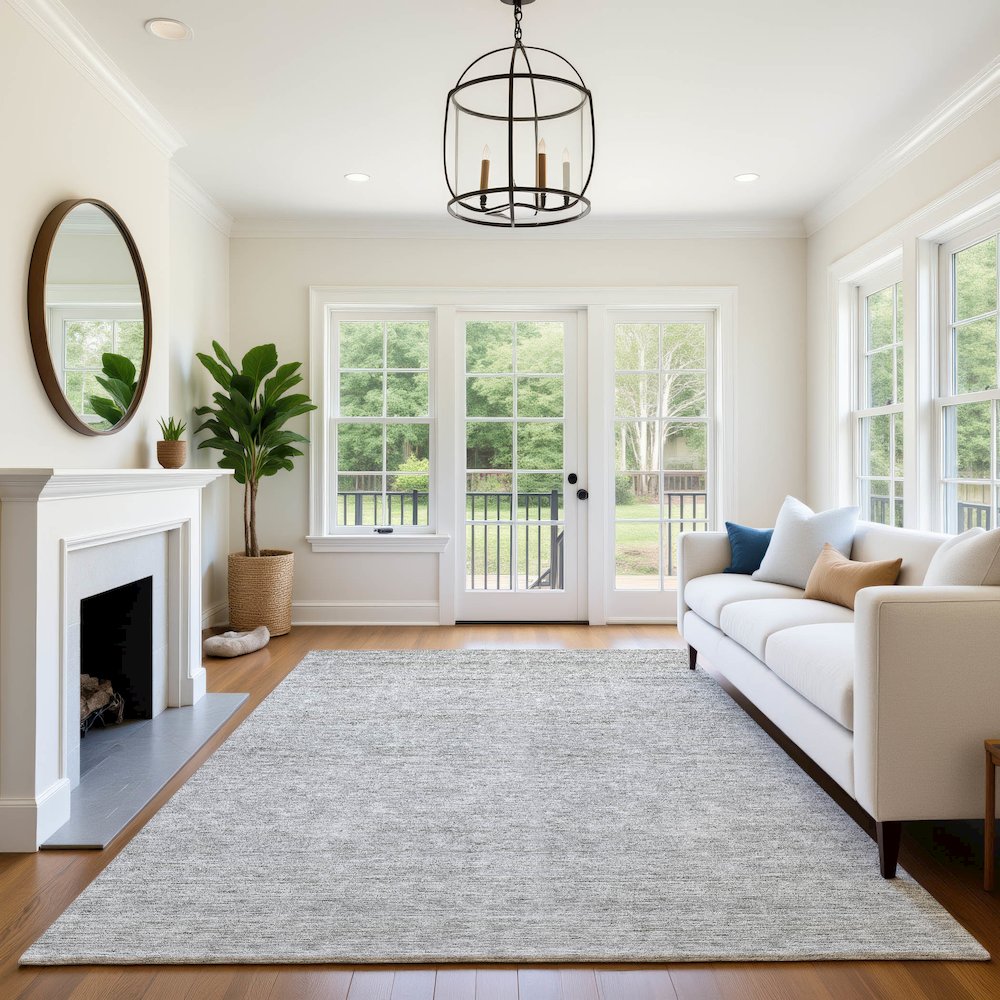 Luxury Washable Indoor/Outdoor Soft Essentials SE1 Gray 10' x 14' Rug
