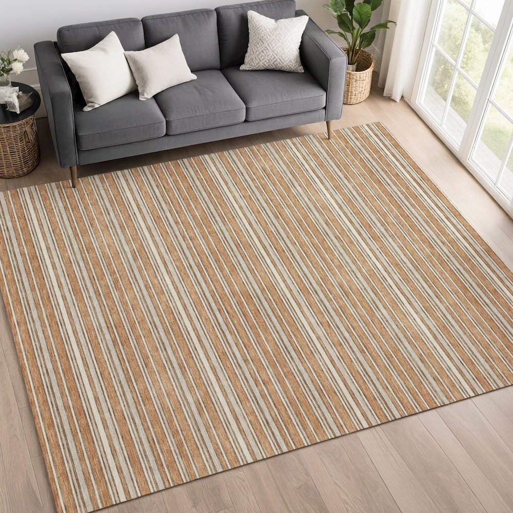Luxury Washable Indoor/Outdoor Soft Essentials SE2 Orange 10' x 14' Rug