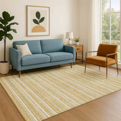 Luxury Washable Indoor/Outdoor Soft Essentials SE2 Gold 10' x 14' Rug