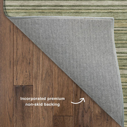 Luxury Washable Indoor/Outdoor Soft Essentials SE2 Green 8' x 8' Rug