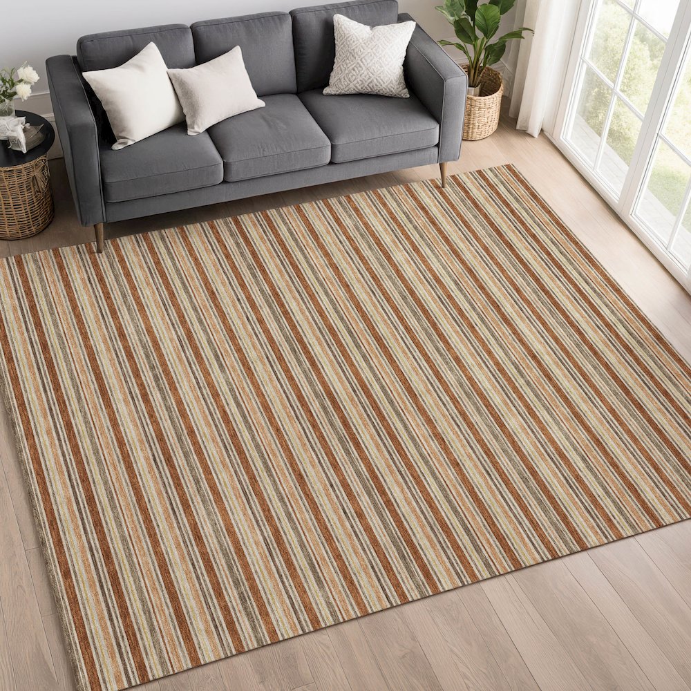 Luxury Washable Indoor/Outdoor Soft Essentials SE2 Orange 10' x 14' Rug
