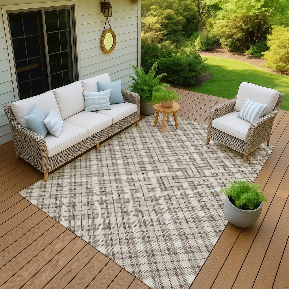 Luxury Washable Indoor/Outdoor Soft Essentials SE3 Brown 9' x 12' Rug