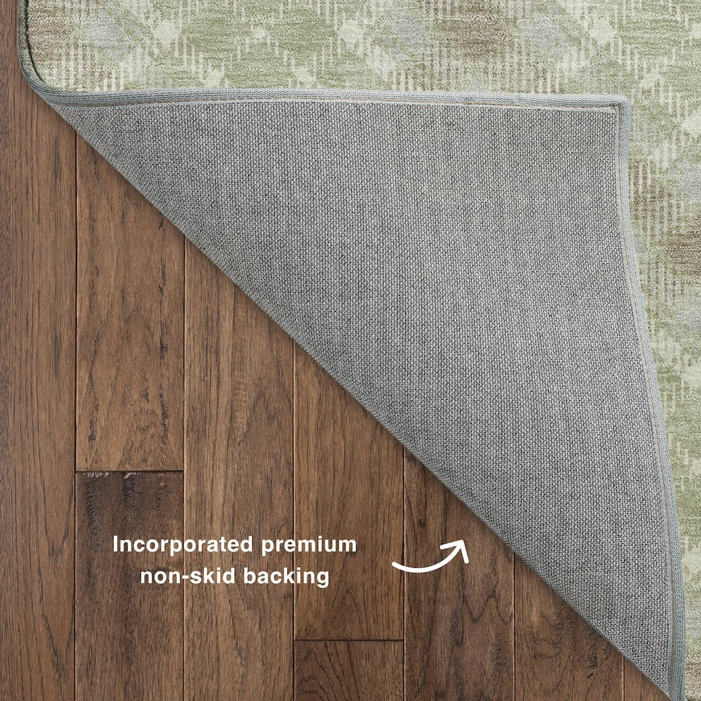Luxury Washable Indoor/Outdoor Soft Essentials SE3 Green 8' x 8' Rug
