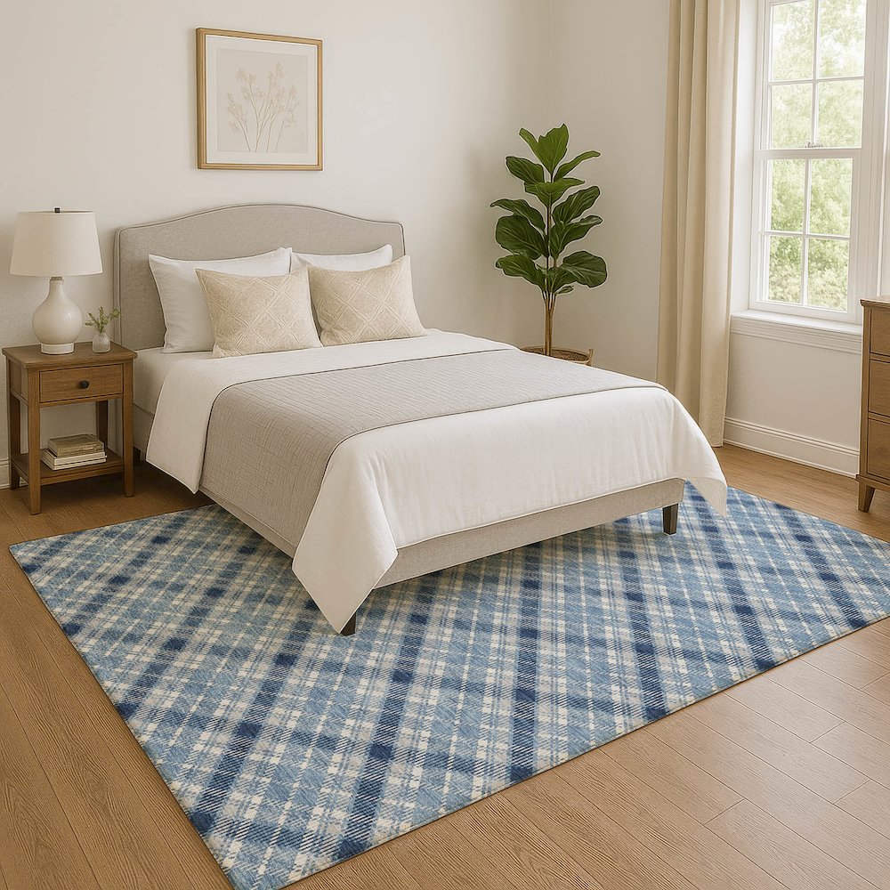 Luxury Washable Indoor/Outdoor Soft Essentials SE3 Blue 10' x 14' Rug
