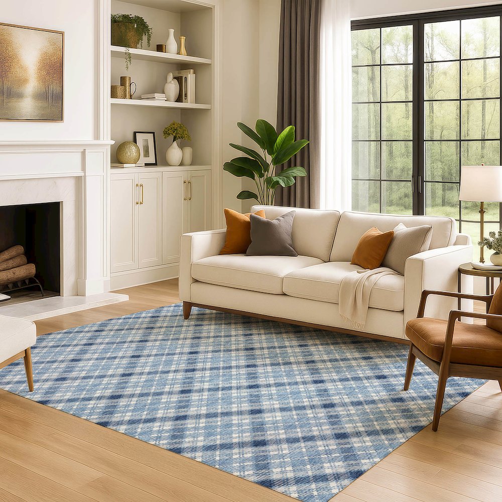 Luxury Washable Indoor/Outdoor Soft Essentials SE3 Blue 10' x 14' Rug